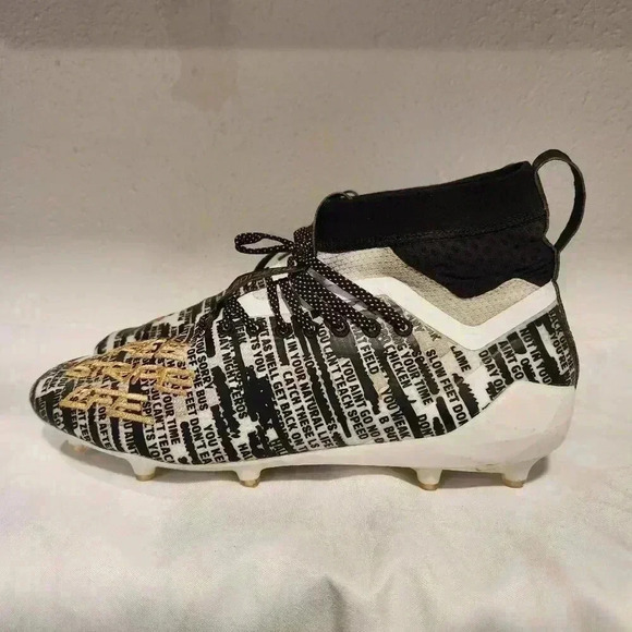 adidas Adizero Men's Cleats Size 13 Black/White‎ Writing Gold Three Stripe Life - Picture 5 of 14